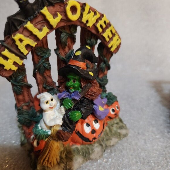 Halloween Figurine And Candle Holder Trio Set Witch Pumpkinhead Ghost - Picture 7 of 11